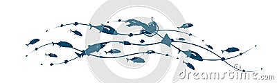 Fish wave. Flock of fish. Logo design template. Vector Illustration